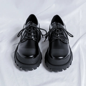Xajzpa Original Design New British Style Lacquer Leather Men's Shoes Black Elevated Shoes Lace up Business Casual Shoes